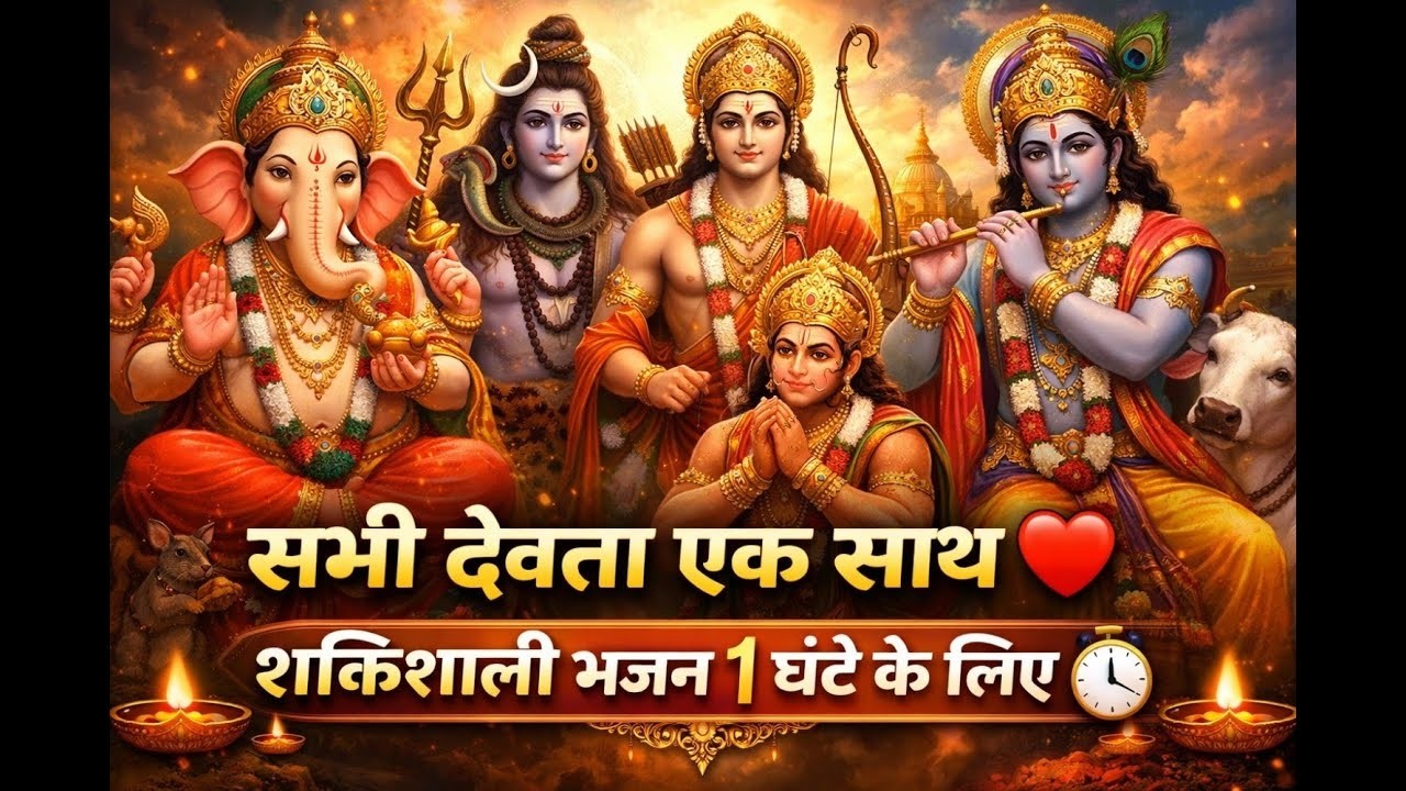 LIVE सुबह–शाम पंचदेव भजन | संकट कटेंगे, शांति मिलेगी | हर इच्छा पूर्ण | गणेश शिव राम हनुमान कृष्ण #1