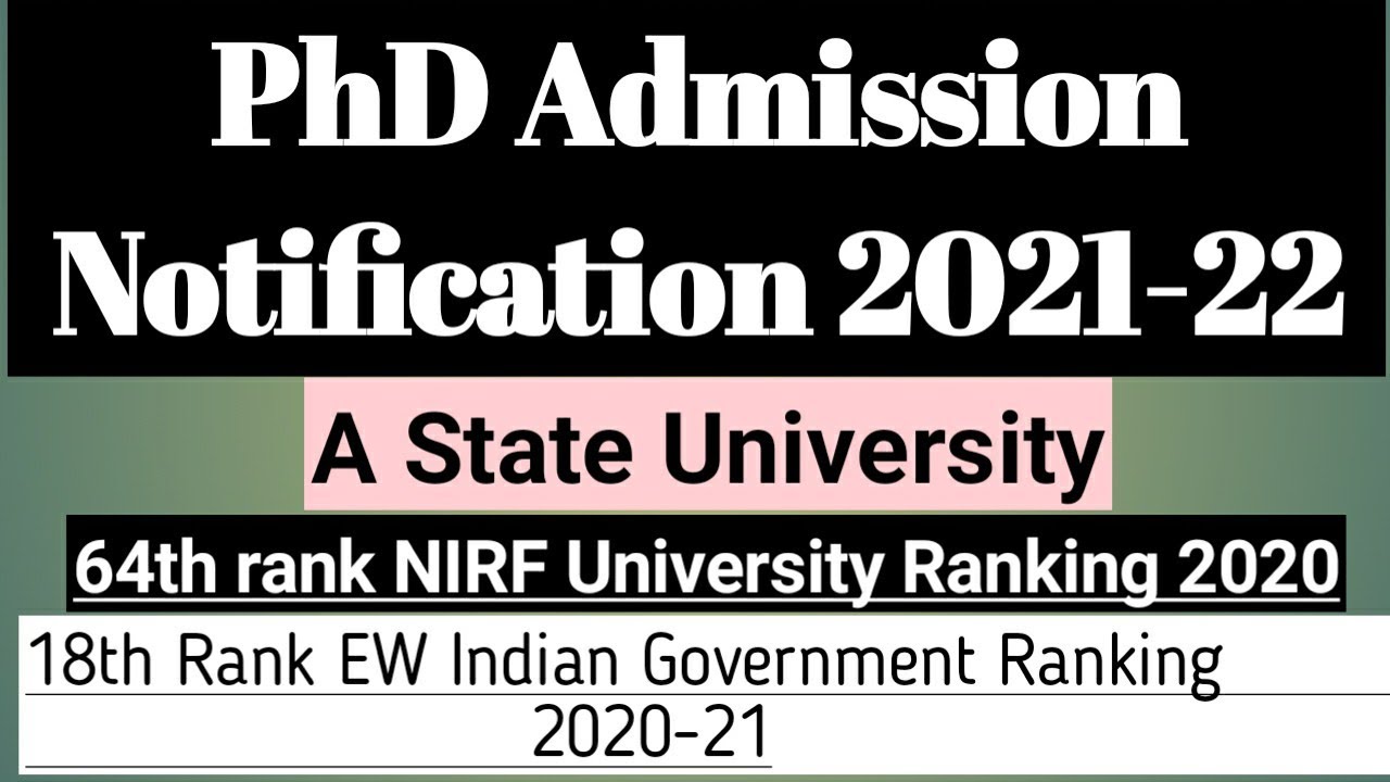 PhD admission notification 2021-22// state government university//latest PhD admission form 2021-22