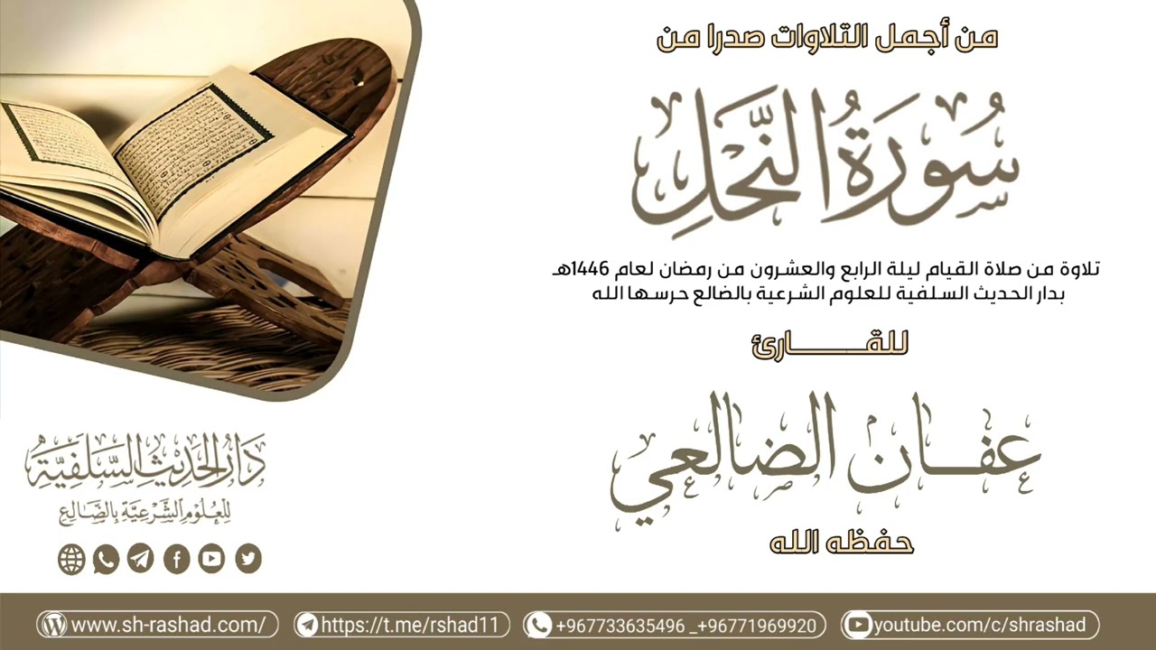 من أجمل التلاوات صدرا من سورة النحل للقارئ عفان الضالعي