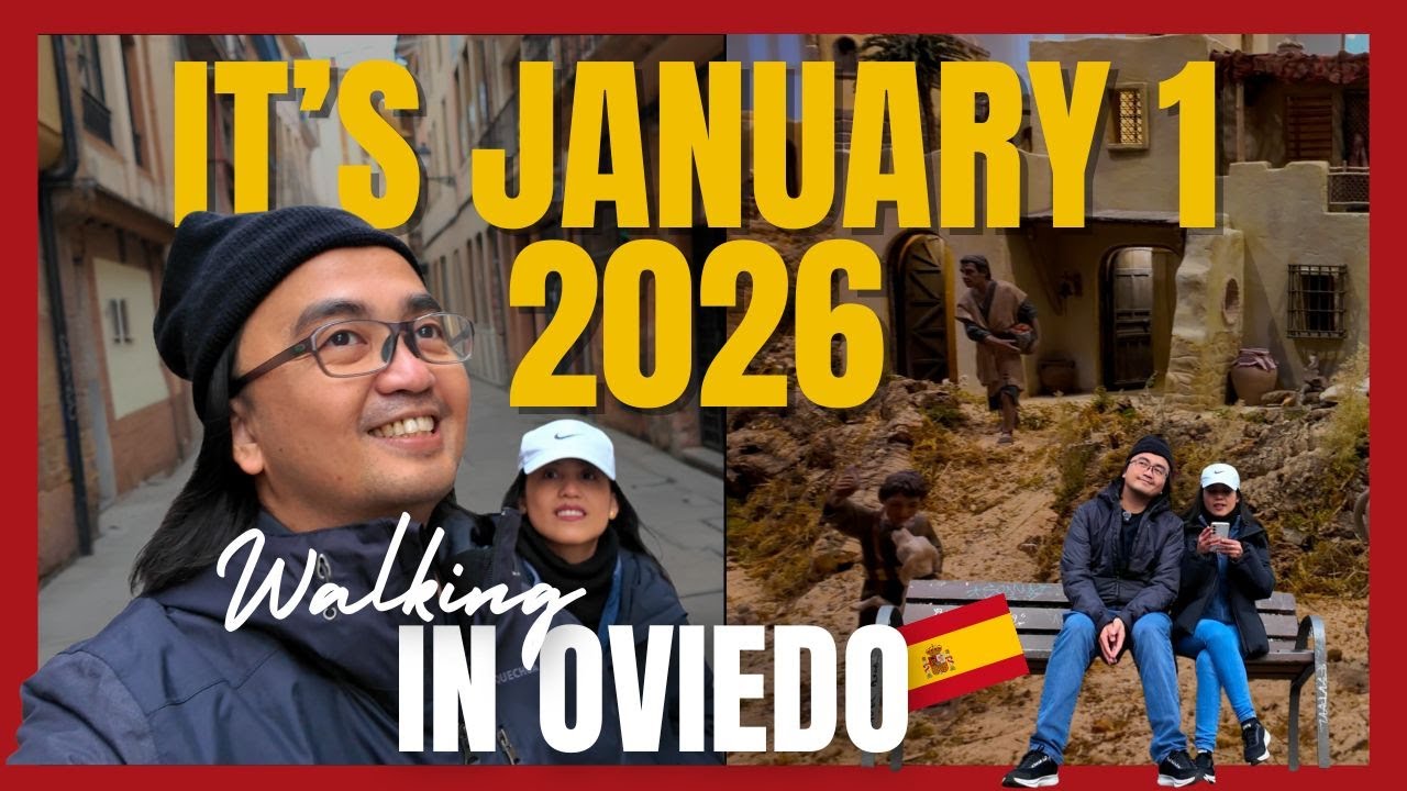 New Year’s Day Walk in Oviedo 🇪🇸 | Belénes Exhibition | Old Town | MJ & SEVEN