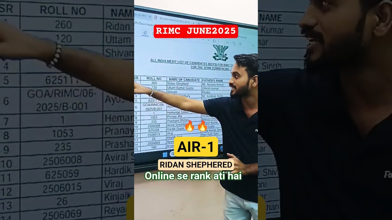 RIMC RESULT AIR -1 || #rimc #rimc2025 #rms #sainikschool #shorts #shortsfeed