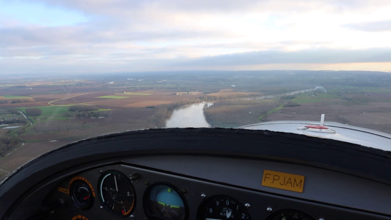 Marmande Takeoff Runway 29 - Henri Nicollier HN 700 Ménestrel II, Cockpit View.