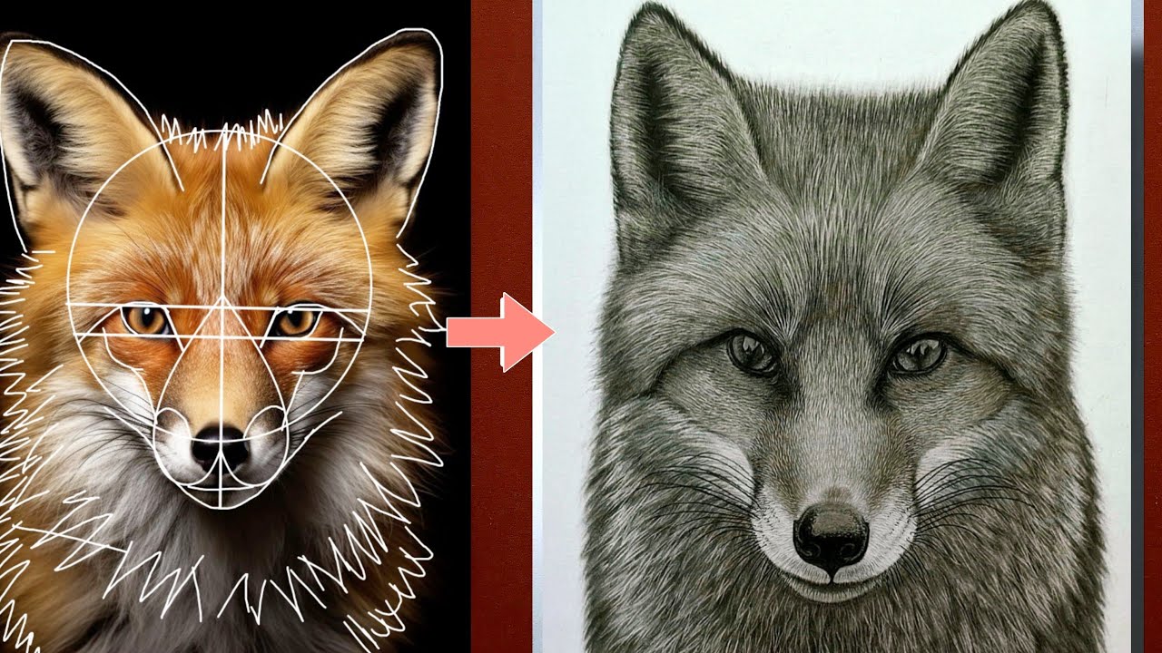 How to Draw a Fox Face Realistically | Simple Method for Clean Shading for Fur