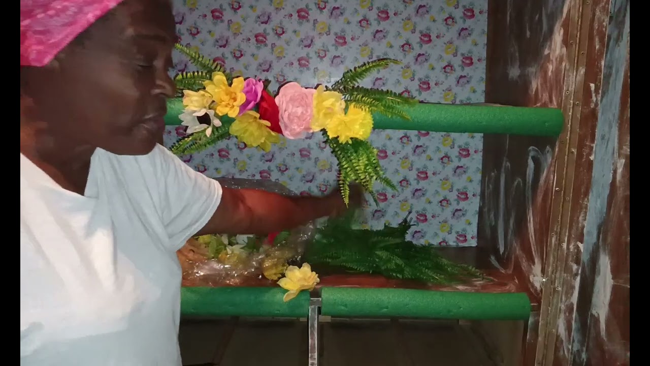 Decorating my hutch with flowers.       #hutchdecor