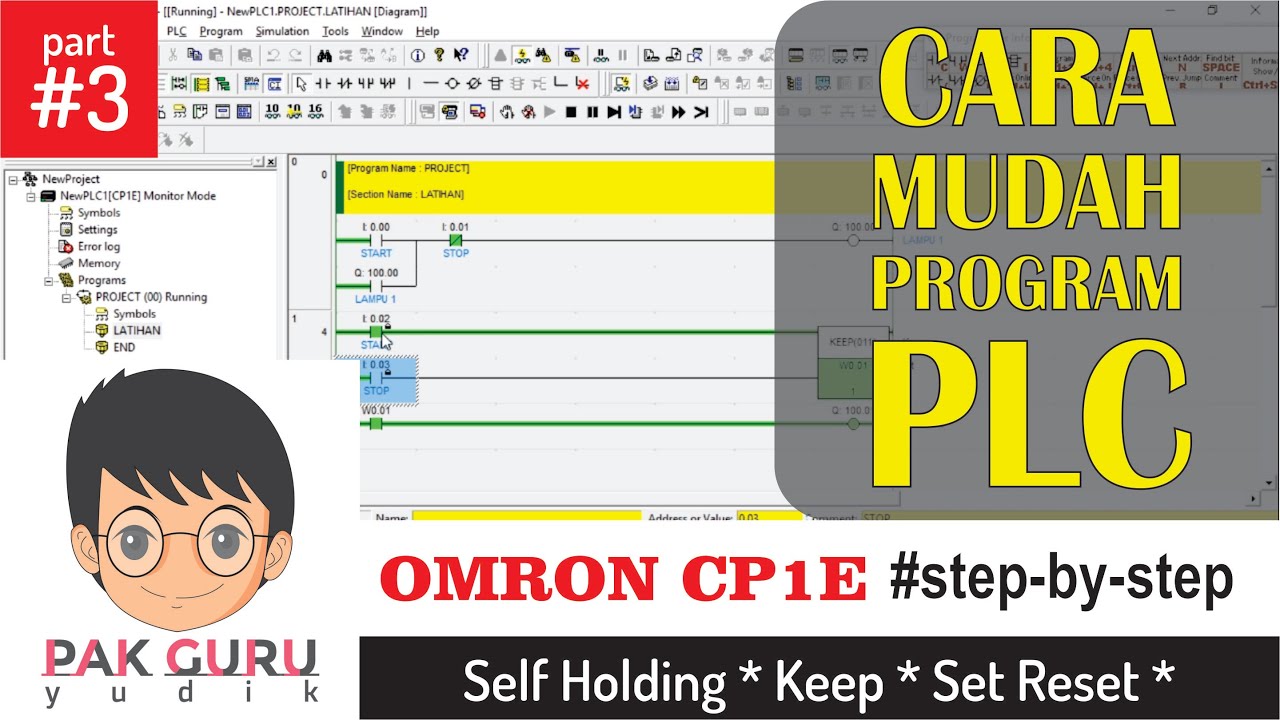 Program PENGUNCI PLC Omron | SELF HOLDING & KEEP & SET RESET