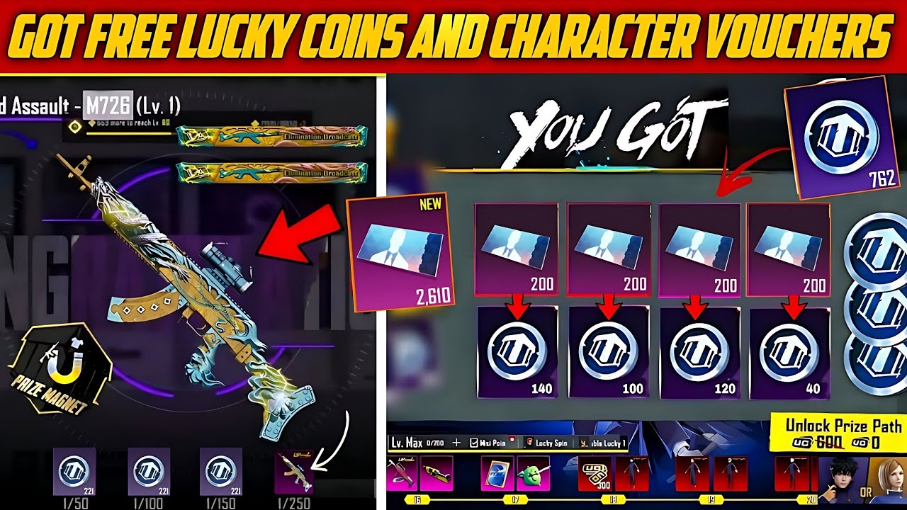 Got Free 1000 Plus Lucky Coins And 2600 Character Vouchers | Don&rsquo;t Forget Chance For Free Gun |PUBGM