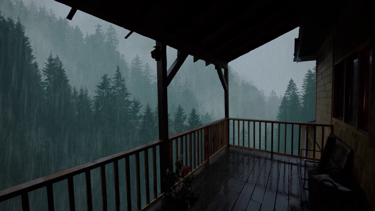 Geluiden van Regen en Onweer op Dak in Mistig Bos om te Slapen, Ontspannende Geest en Diepe Slaap