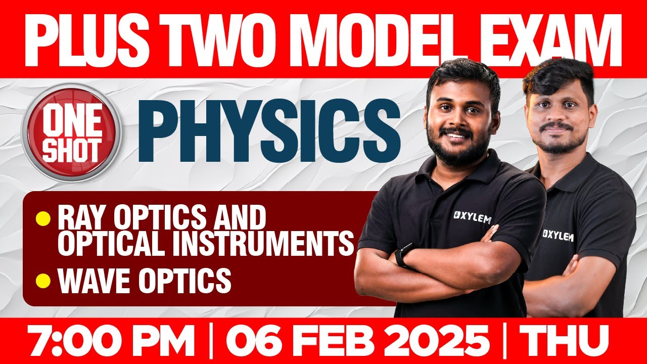 Plus Two Model Exam Physics | Ray Optics and Optical Instruments | Wave Optics | Xylem Plus Two
