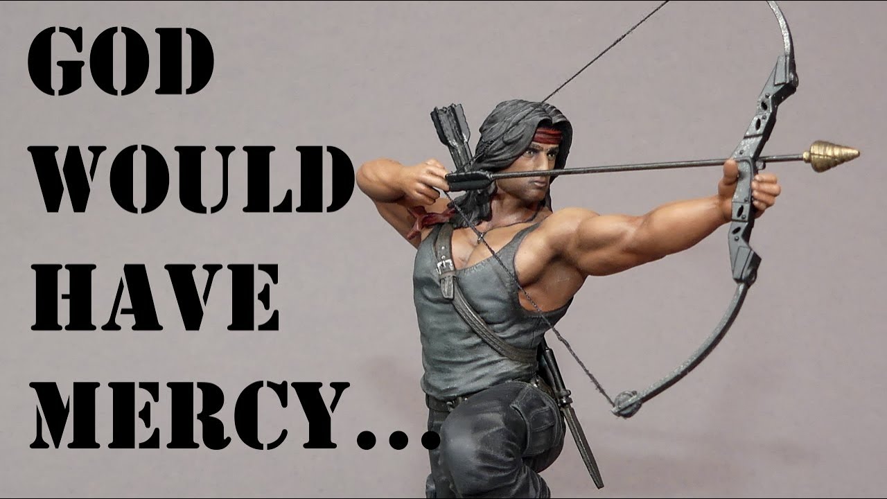 Painting a 1:16 RAMBO resin print mini diorama