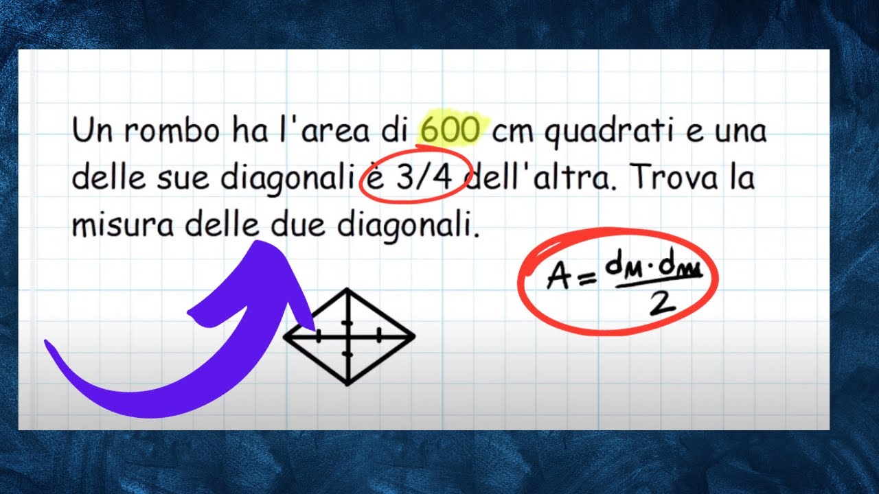 Problema AREA rombo e FRAZIONE 👍 || seconda media