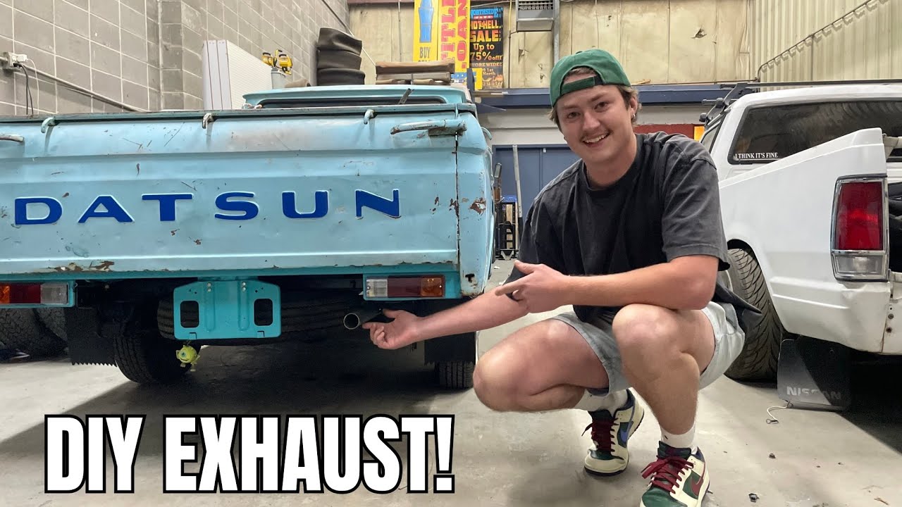 Building my own exhaust for my datsun 520 +(taking the king cab for a spin!)