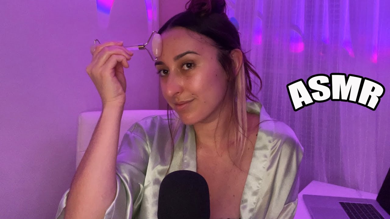 ASMR relaxing skincare vibes ♡ face mask +  gua sha massage ♡
