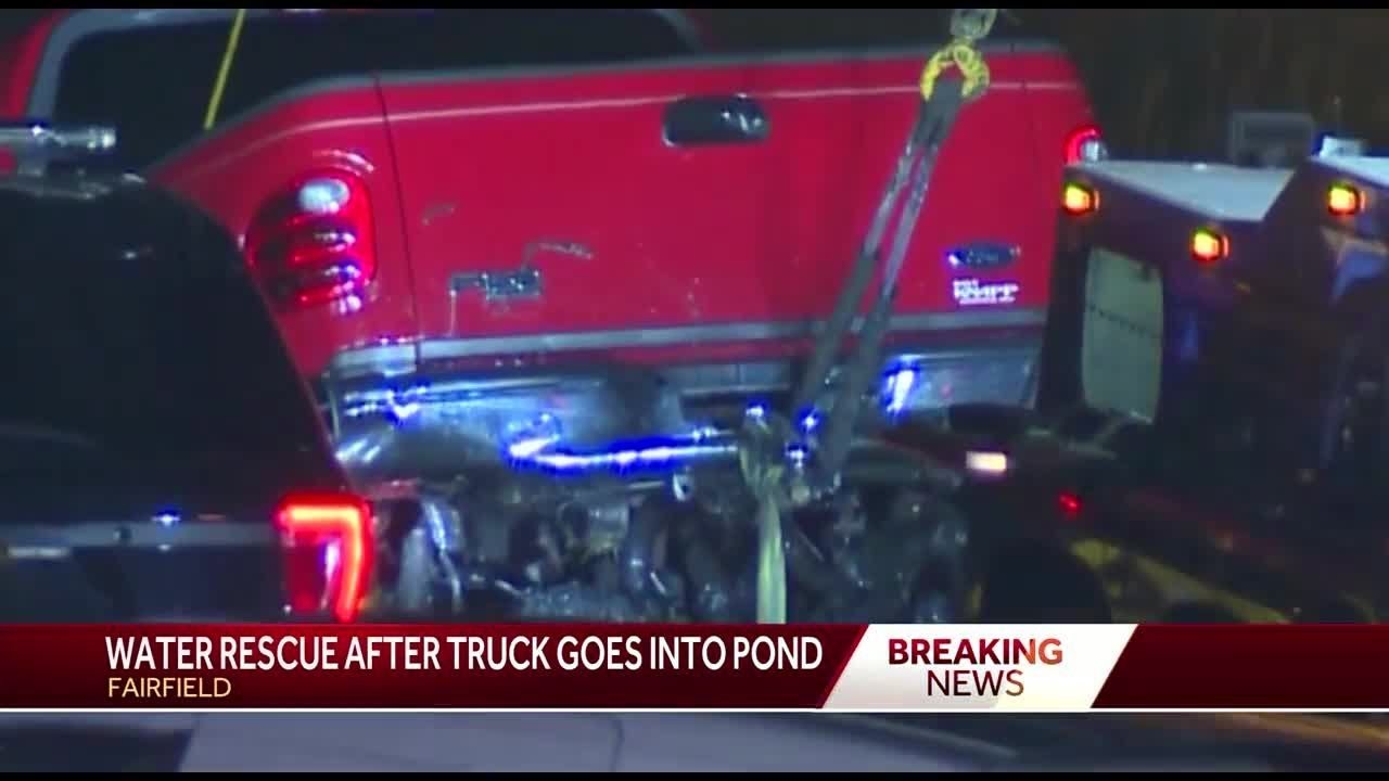 Water rescue underway in Fairfield after truck goes into pond