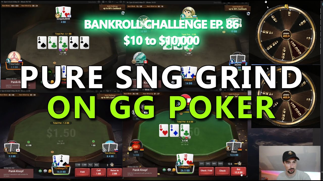 $10 to $10000 - FOCUSED & PURE GG POKER SNG SESSION (EP. 86) | Poker Bankroll Challenge 2023