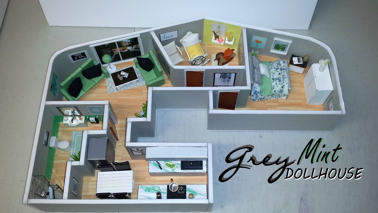 DIY Miniature Grey Mint Dollhouse