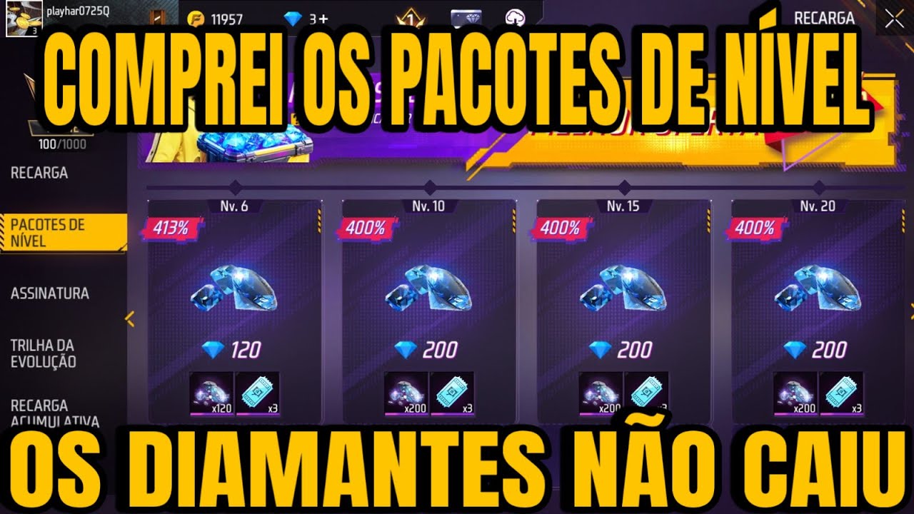 COMPREI OS PACOTES DE NÍVEL DO FREE FIRE E MEUS DIAMANTES NÃO CAIU-O QUE EU FAÇO AGORA?SAIBA AGORA!!
