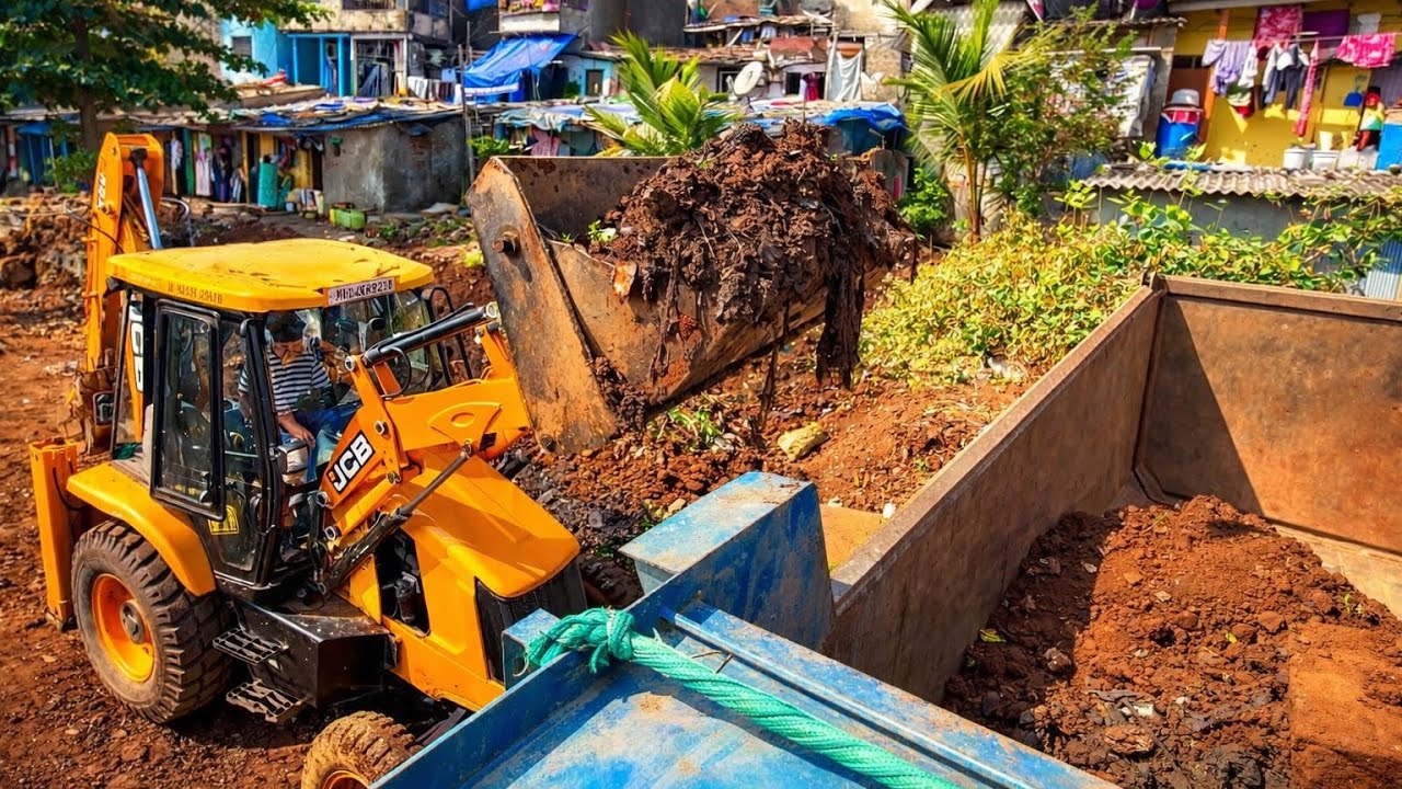 JCB Front End Loader Loading Dump Truck | Heavy Loading Work Site Vlog 🚜💥