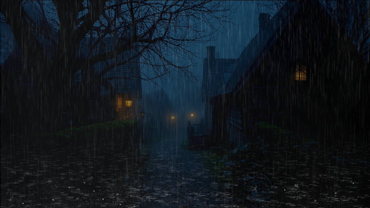Lonely Rainy Night in a Quiet Old Village | Cozy Rain Sounds for Deep Sleep & Relaxation