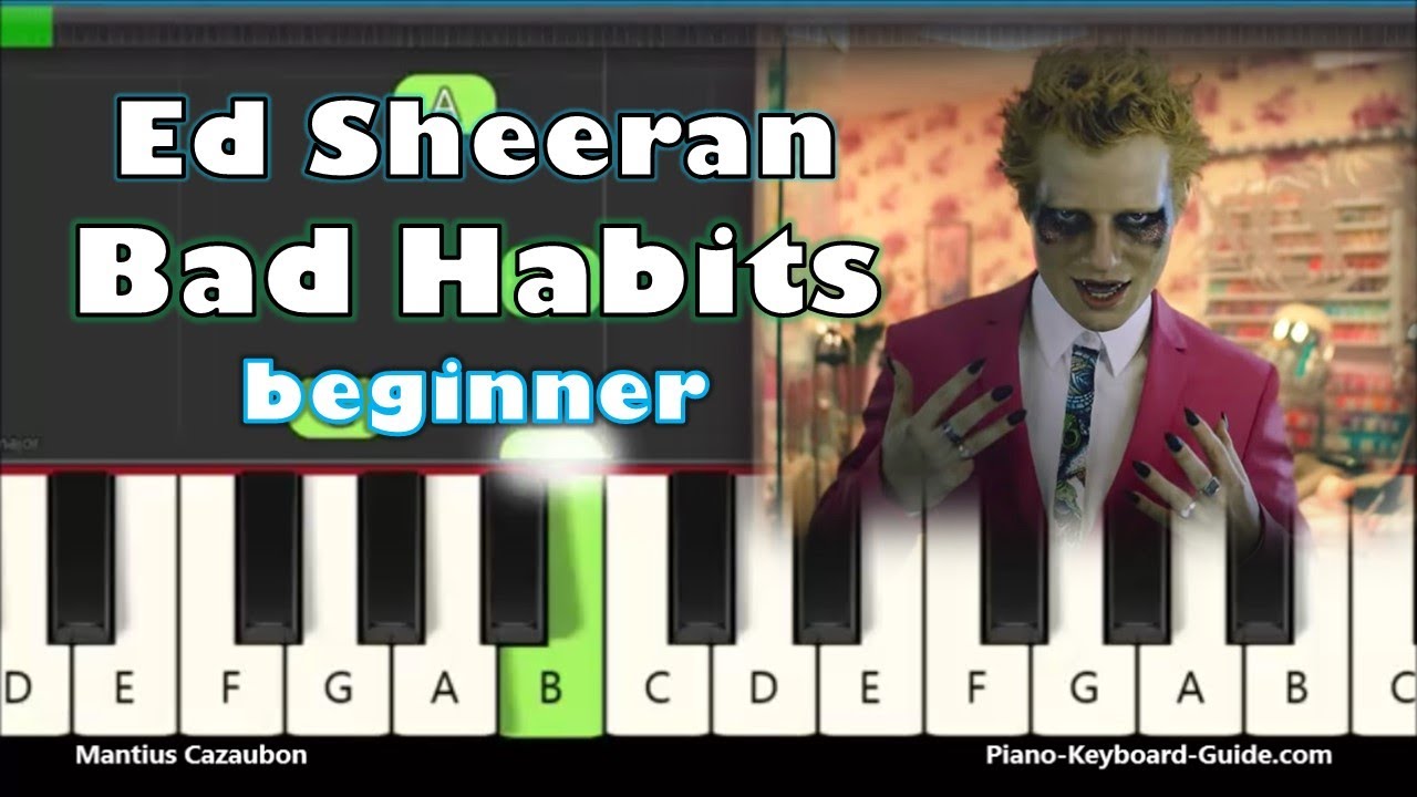 Ed Sheeran - Bad Habits (Right Hand Slow Easy Piano Tutorial)