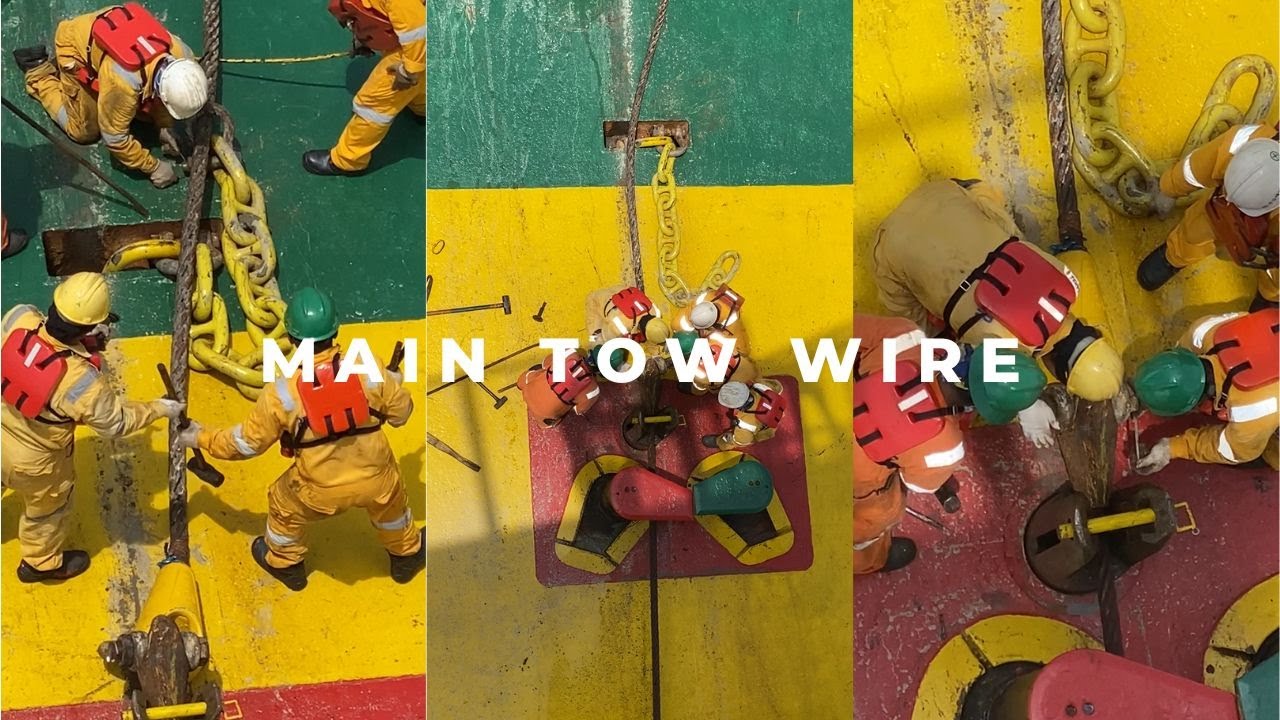 Connecting Tow Wire #jackup #rigmove #vessel