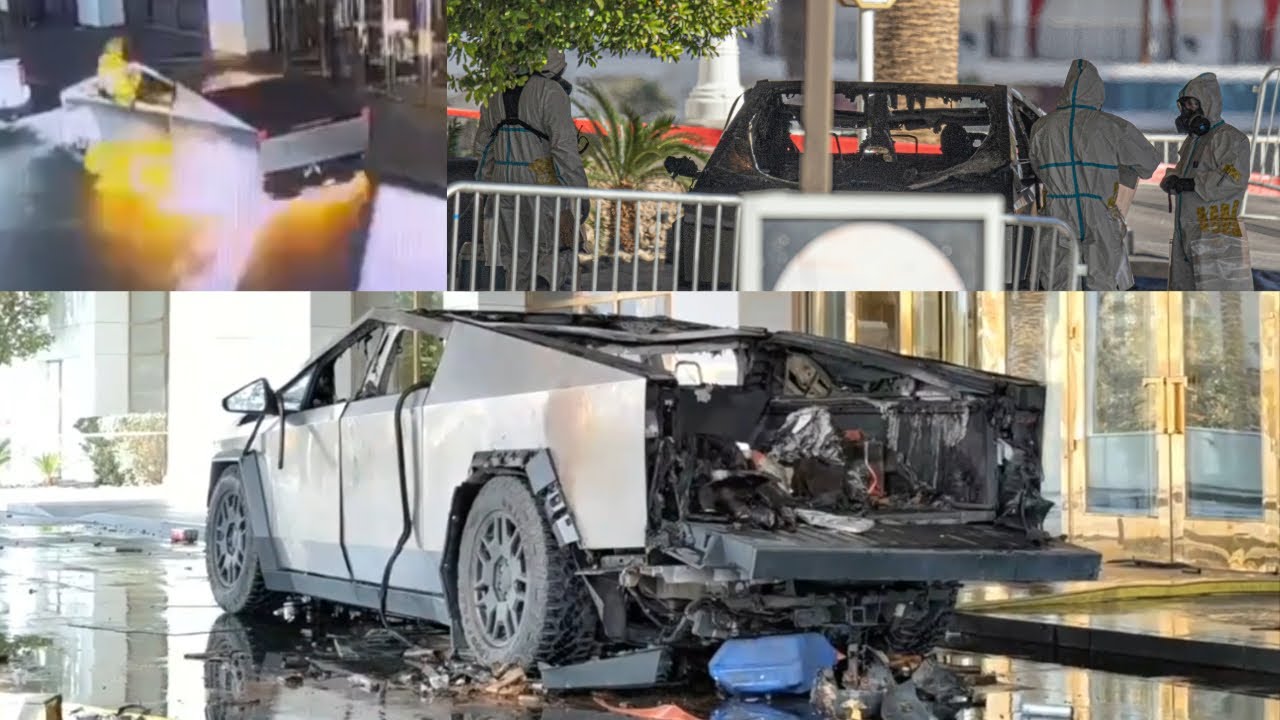 Tesla Cyber Truck Explosion Scene At Trump Tower In Las Vegas - FBI & ATF Investigates