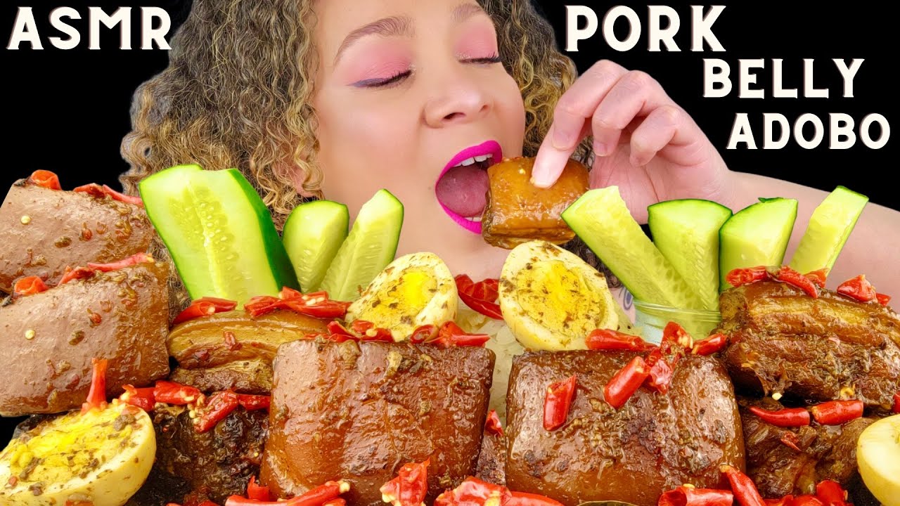 ASMR PORK BELLY ADOBO MUKBANG| FILIPINO PORK BELLY ADOBO| FILIPINO FOOD MUKBANG| PandaEats ASMR