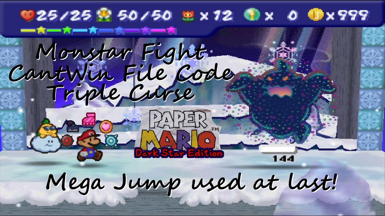 Paper Mario Dark Star Edition: Monstar Fight with CantWin File Code, Triple Curse (9x)