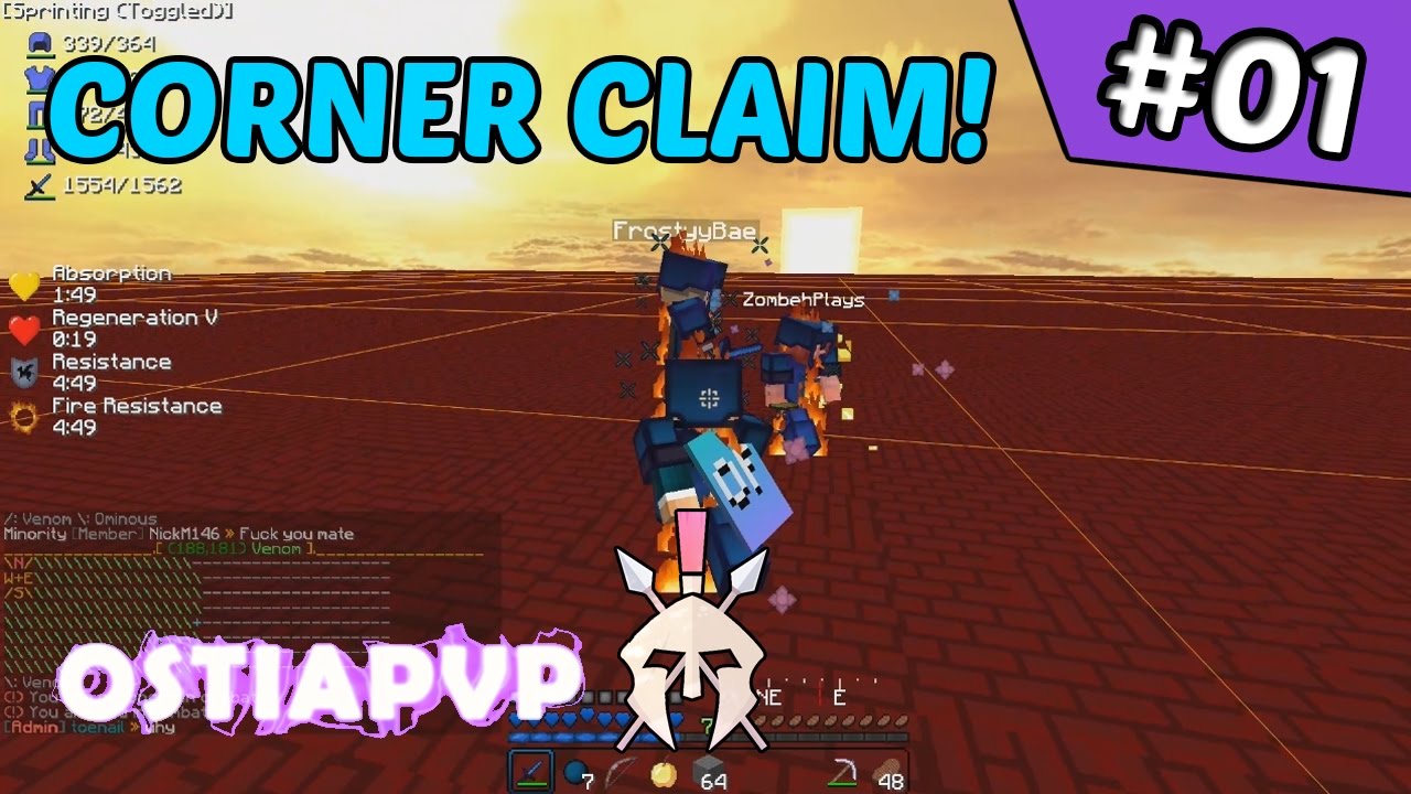 Fighting at the corner claim! | OstiaPvP #1 (Minecraft Factions)