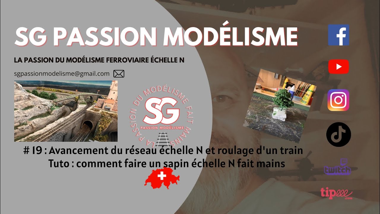 # 19   Avancement du réseau échelle N et roulage d'un train : Tuto comment faire un sapin échelle