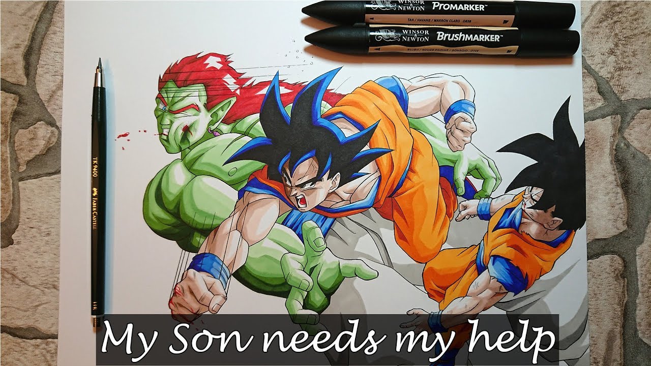 | Goku Punches Bojack/Saves Gohan | Drawing - Bojack Unbound Movie