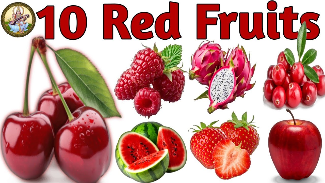 10 Red Fruits Name For Kids l Fruits Name In English & Hindi l Learn Healthy Fruits Name l