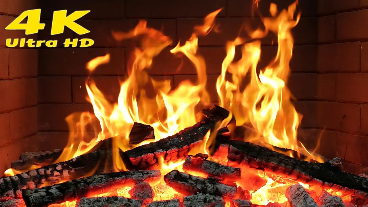 🔥 Relaxing winter fireplace sounds. Fire background video effects 4K. Fireplace camping atmosphere
