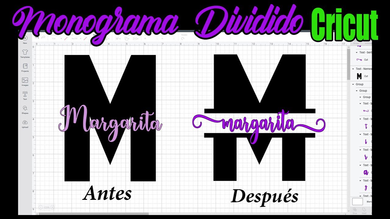 CRICUT - Como Hacer un MONOGRAMA DIVIDIDO | Cortar Letra para hacer Monograma. [Cricut en Español]
