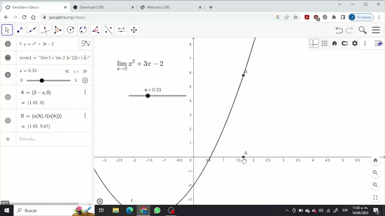 Límites laterales de una función con GeoGebra