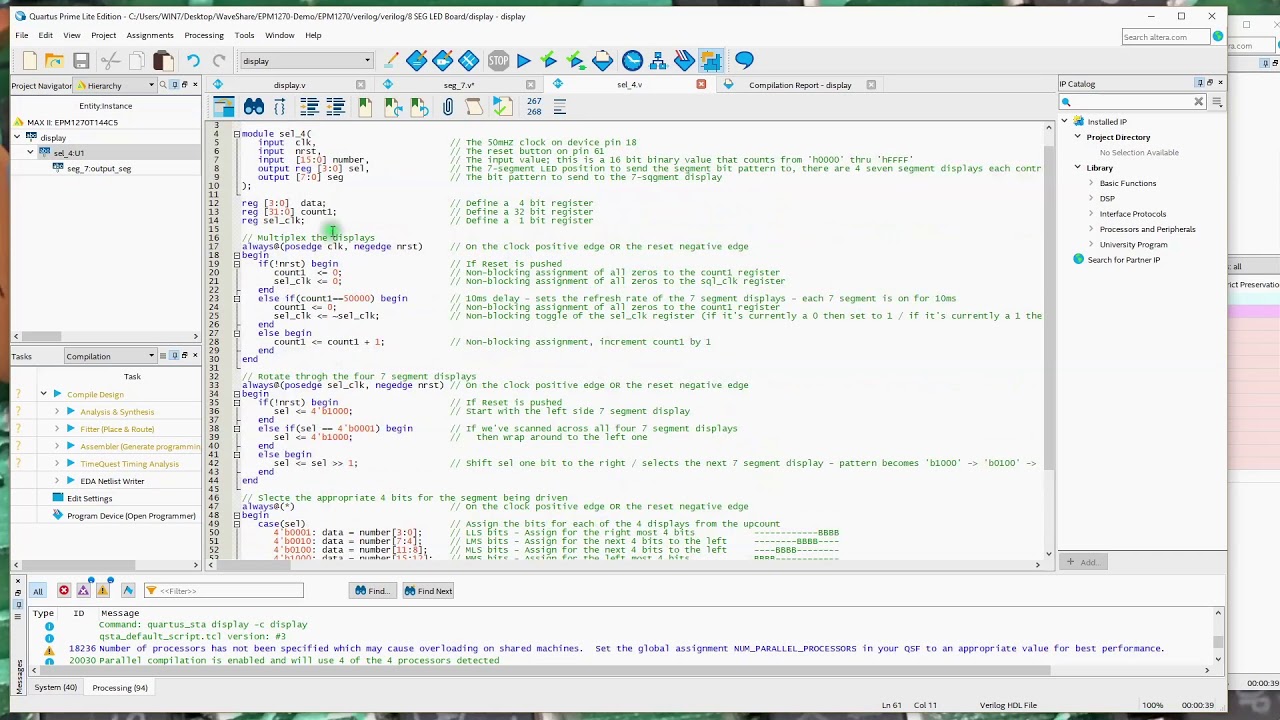 OpenEPM1270 - Part 3 - 7-Segment example, schematic, pin assignments and the verilog code - STB120