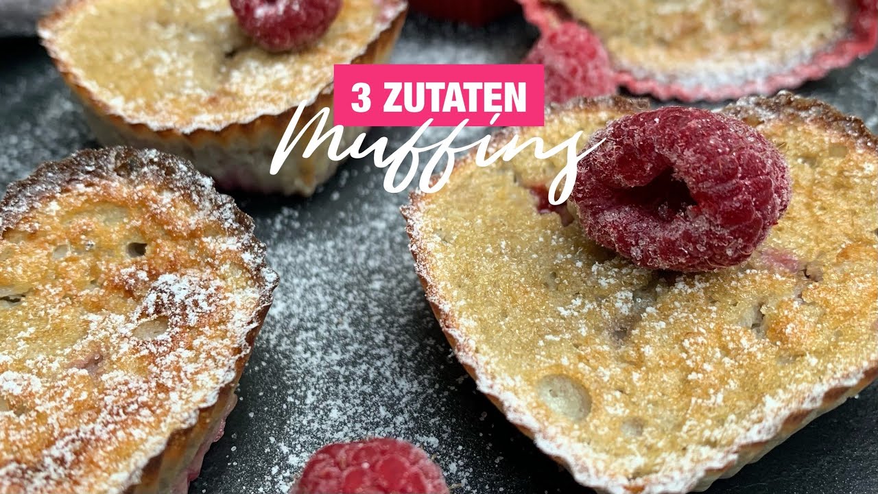 Gesunde 3 Zutaten Muffins ohne Mehl & Zucker