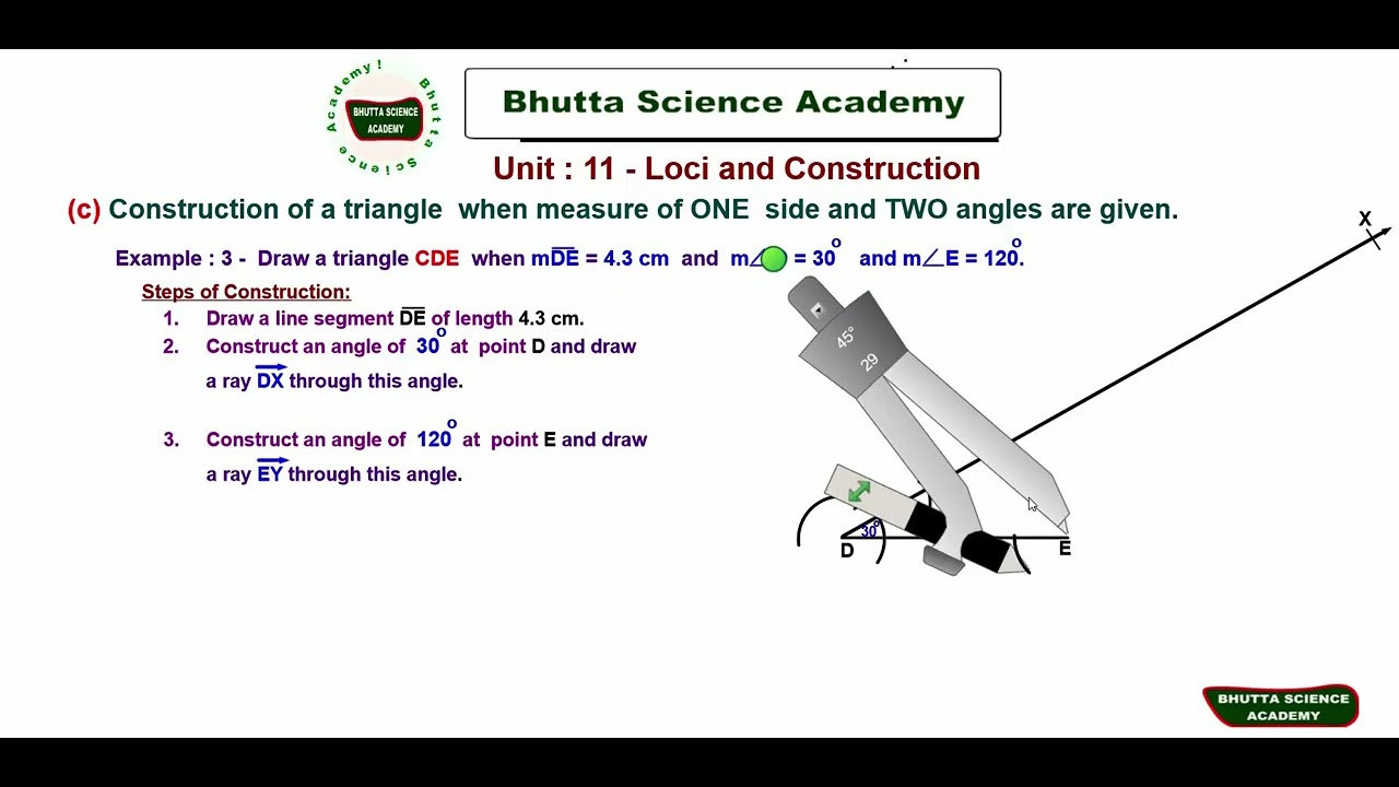 Mathematics - IX /Unit-11 Construction of Triangles Example 3 (SAA)