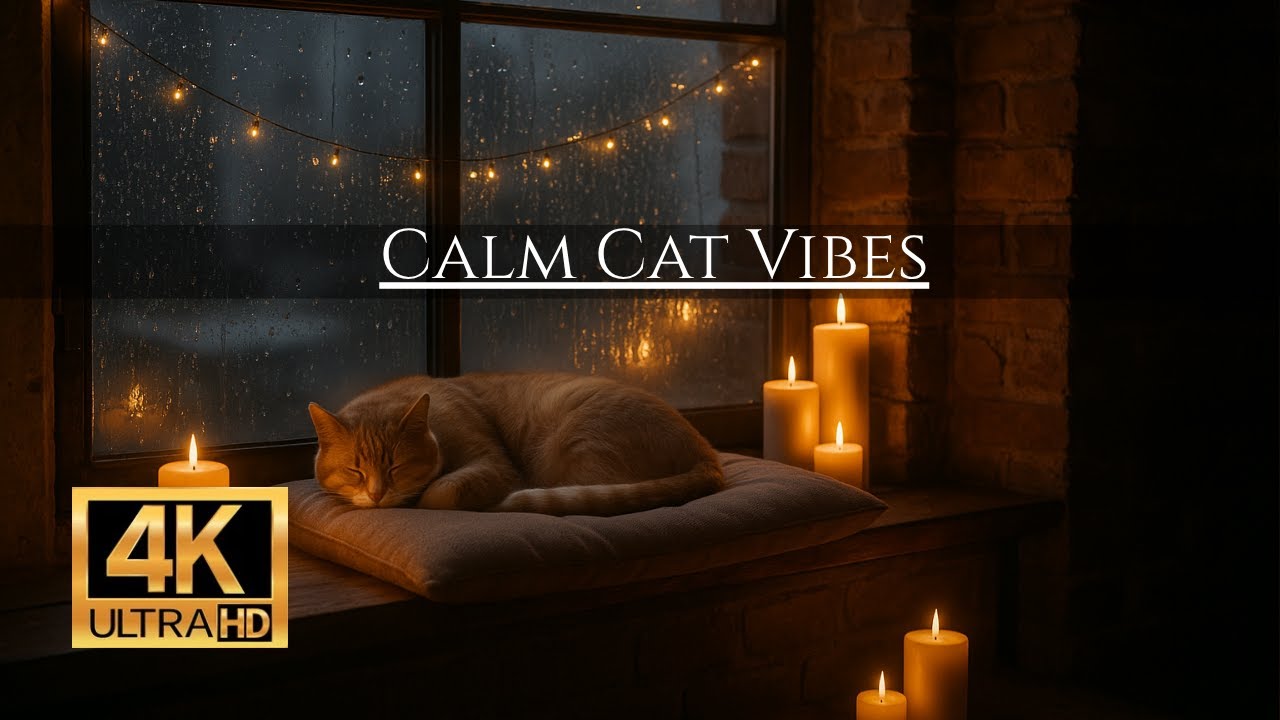 Sleepy Cat Music 🐱 3H of Soft Piano to Calm Your Feline Friend | 4K Cat Chill 🎵