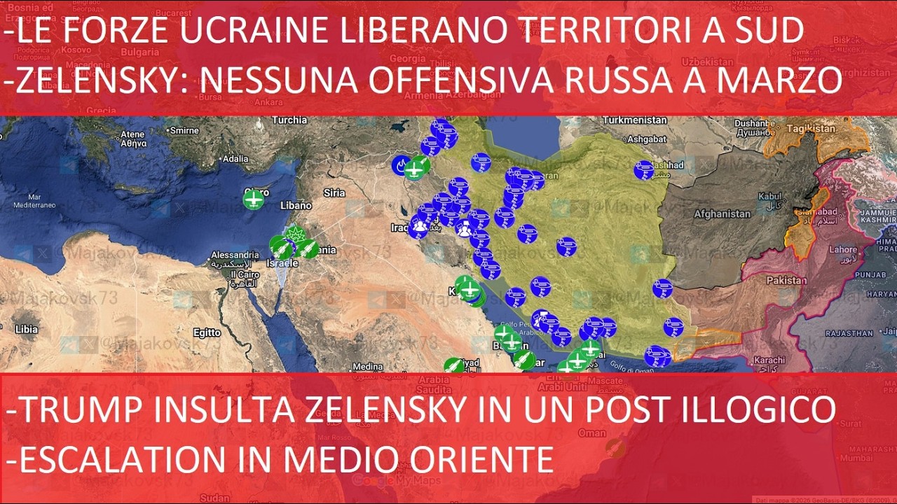 Ucraina avanza - Russia in difficolt&agrave; - G.Meloni sull'Iran - Trump insulta Zelensky - aggiornamenti
