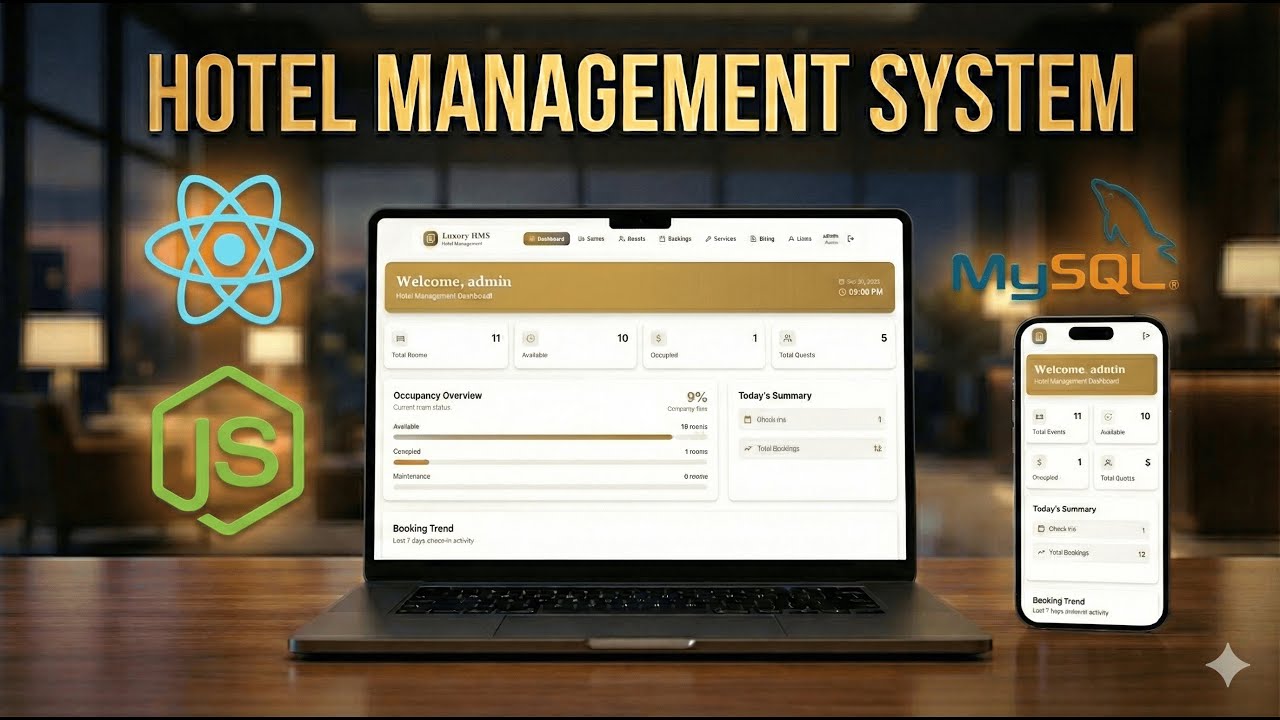 Full Stack Hotel Management System | React + Node.js + MySQL | DevPlus Web Template