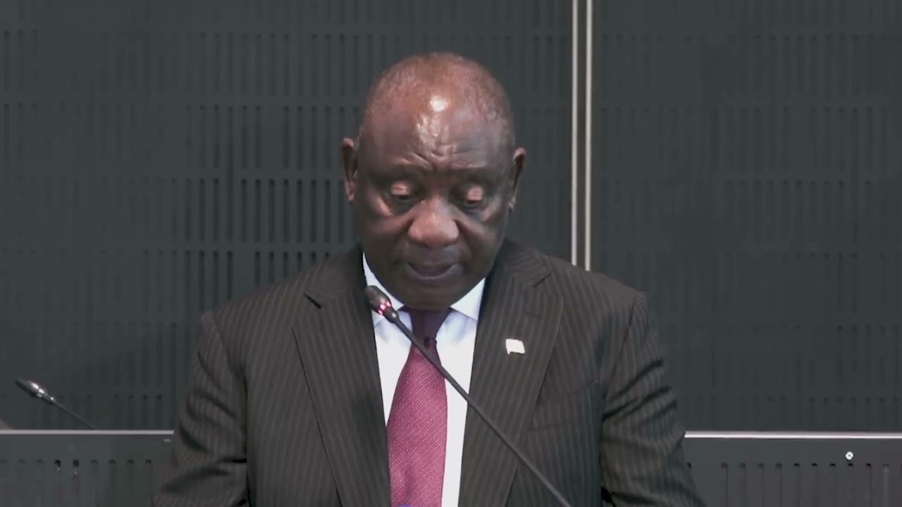 President Ramaphosa delivers the opening address at a meeting between National and Gauteng province.