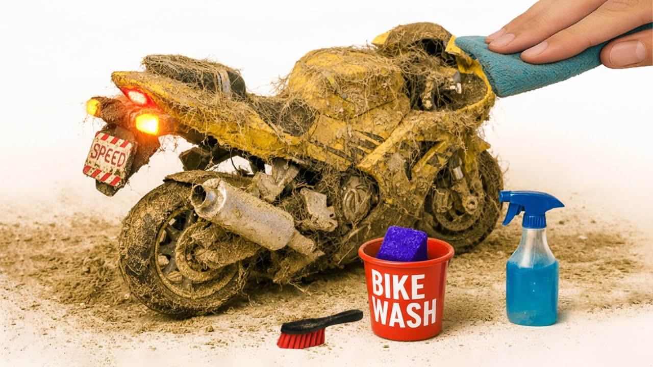 The surreal cleaning process of a 1:23 Motorcycle Yammah After an Extreme Off-Road Adventure 🔥