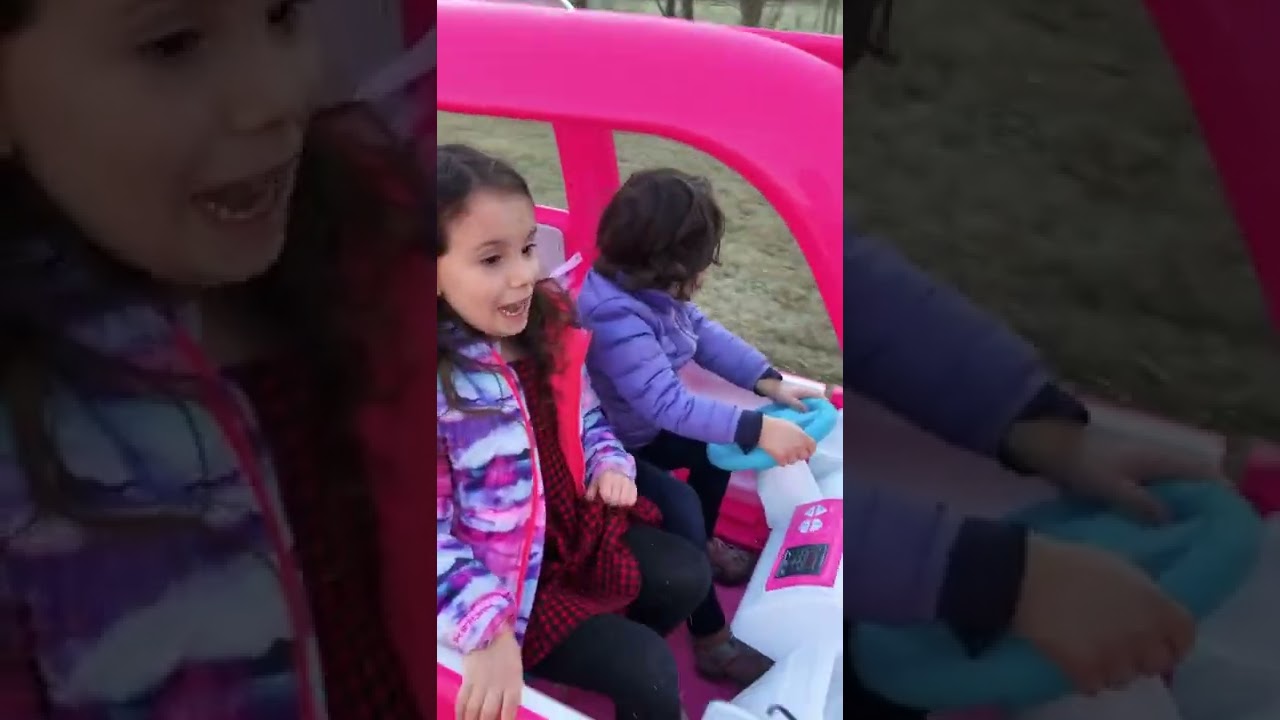 BARBIE DREAM CAMPER!  by Power Wheels Lulu and Landi learn to drive