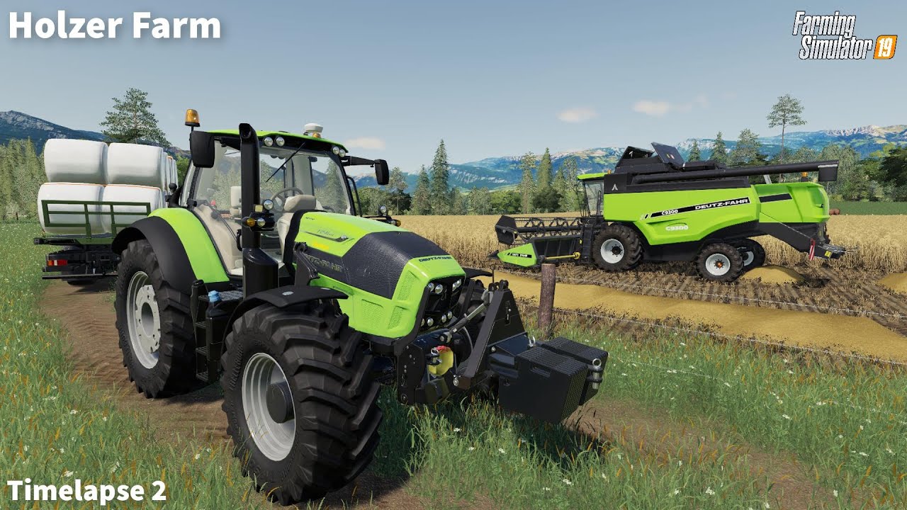 Ферма Deutz-Fahr, посадка картофеля, сбор ячменя│Ферма Holzer│FS 19│Интервальная съемка #02