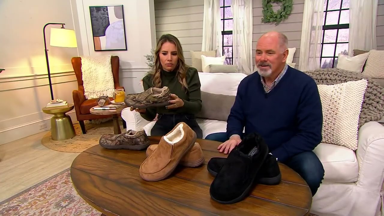 Skechers Relaxed Fit Faux Fur Men's Slippers -Larmen on QVC
