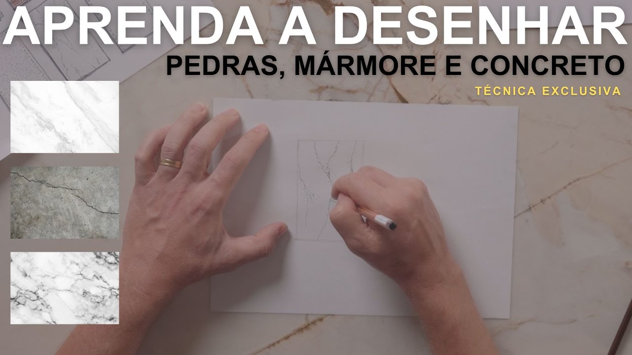 Aprenda a desenhar pedras, mármores e concreto.