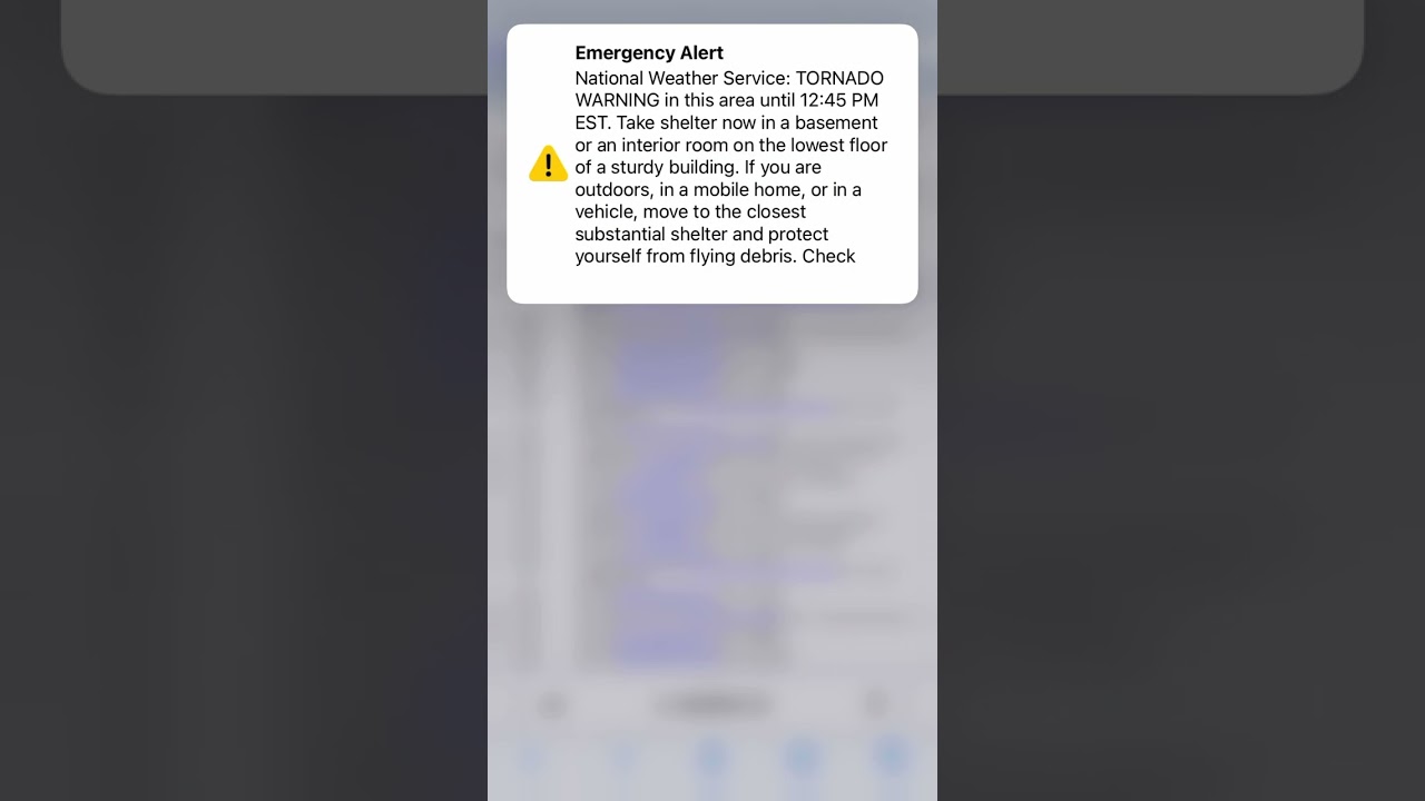 Tornado Warning Alert Caught on iPhone! #eas #tornadowarning