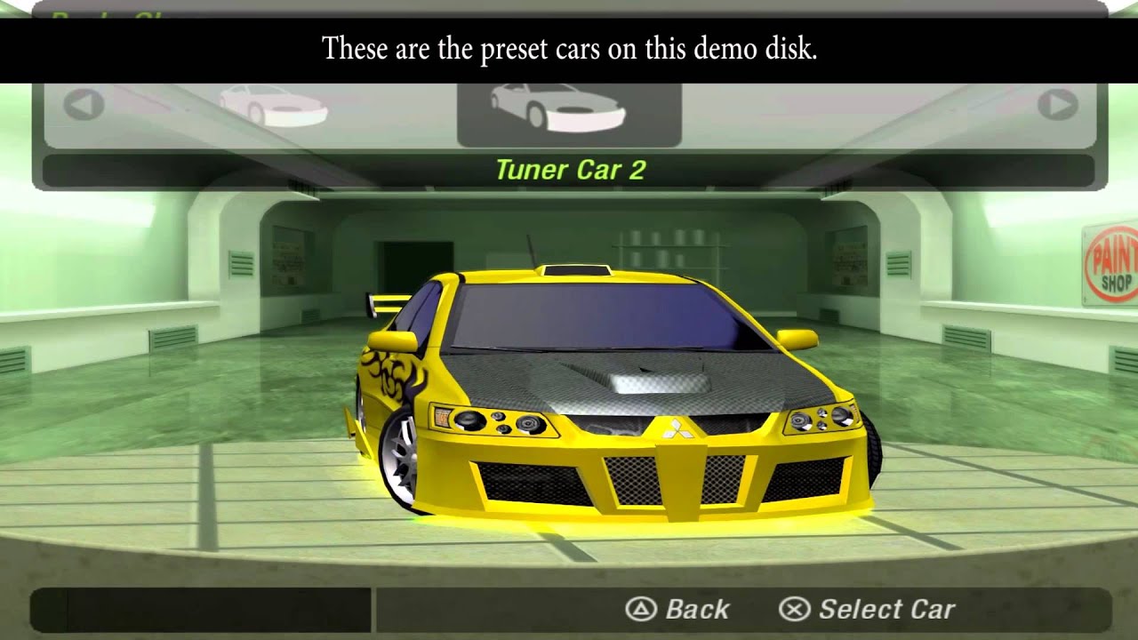 Need For Speed:Underground 2: beta Cars Menu