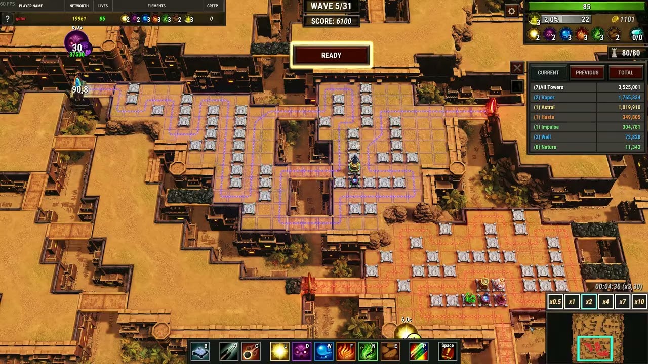 Element TD 2 Mazing Campaign   Level 14    Ascension   Legendary difficulty   railgun rules