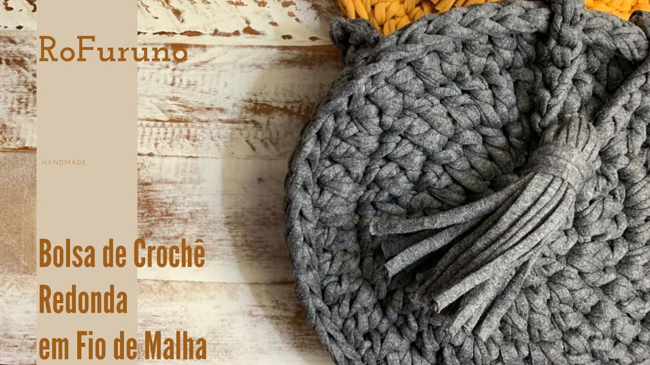 Bolsa de crochê  redonda em fio de malha  | modelo rápido e fácil que vende muito.
